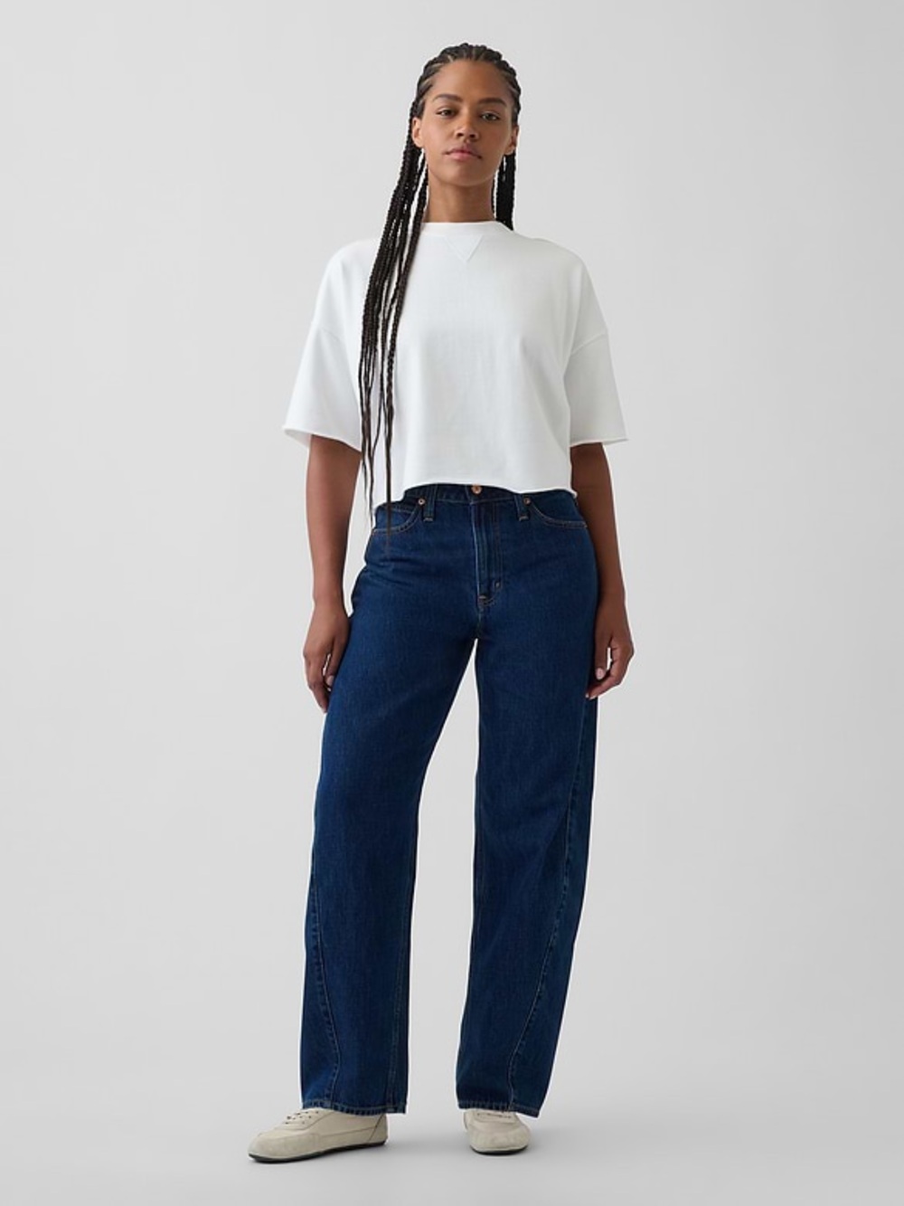 GAP Barrel High Rise Jeans in Dark Rinse - 31 Short